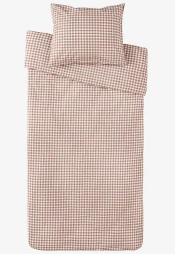 Borganäs Smårutigt påslakanset 150x210 cm Brun / Rutig Discount