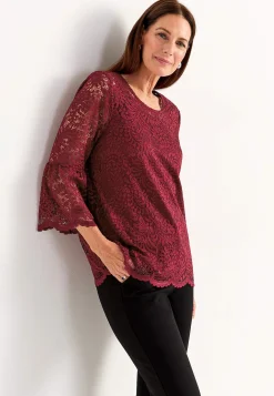 Cellbes of Sweden Spetstopp med trumpetärm Vinröd