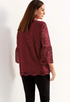 Cellbes of Sweden Spetstopp med trumpetärm Vinröd