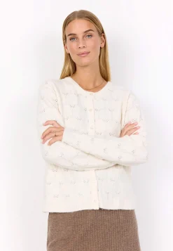Soyaconcept Stickad cardigan med hålmönster Crememlange Hot