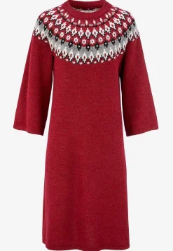 Cellbes of Sweden Stickad, jacquardmönstrad klänning Röd / Mönstrad Hot
