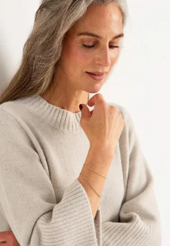 Cellbes of Sweden Stickad klänning med hög slits Ljusbeige / Melerad New