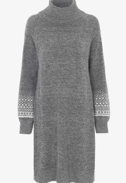Cellbes of Sweden Stickad klänning med jacquardmönstrade ärmar Grå / Mönstrad Online