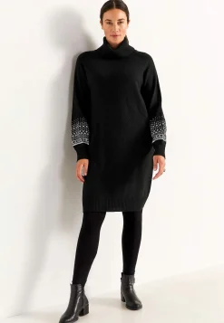 Cellbes of Sweden Stickad klänning med jacquardmönstrade ärmar Hot