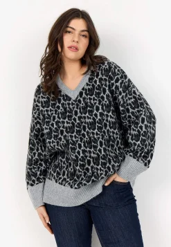 Wasabiconcept Stickad, leopardmönstrad tröja Leopard / Mönstrad Hot