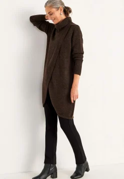 Cellbes of Sweden Stickad polotröja med omlottdetalj fram Brun / Melerad Hot