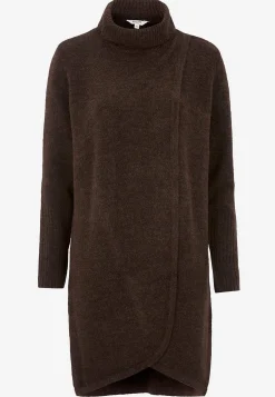 Cellbes of Sweden Stickad polotröja med omlottdetalj fram Brun / Melerad Hot