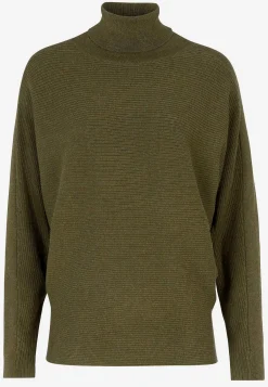 Soyaconcept Stickad polotröja med pingvinärmar Olivgrön Hot