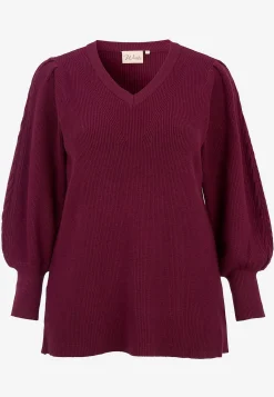 Wasabiconcept Stickad tröja Vinrödmelange Outlet