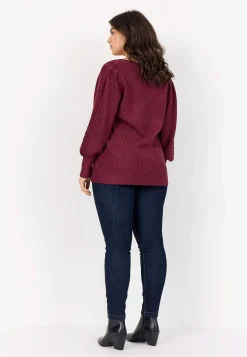 Wasabiconcept Stickad tröja Vinrödmelange Outlet