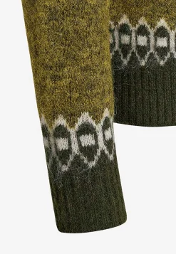 Freequent Stickad tröja med jacquardmönster Beigemelange/Mönstrad Outlet