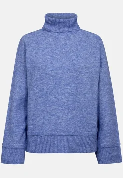 Freequent Stickad tröja med krage Grönmelange Outlet