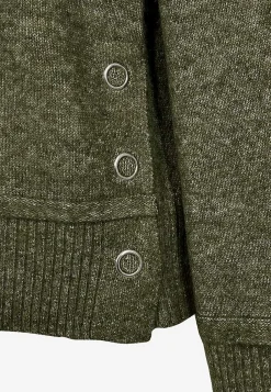 Freequent Stickad tröja med krage Grönmelange Outlet