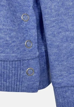 Freequent Stickad tröja med krage Blåmelange Outlet