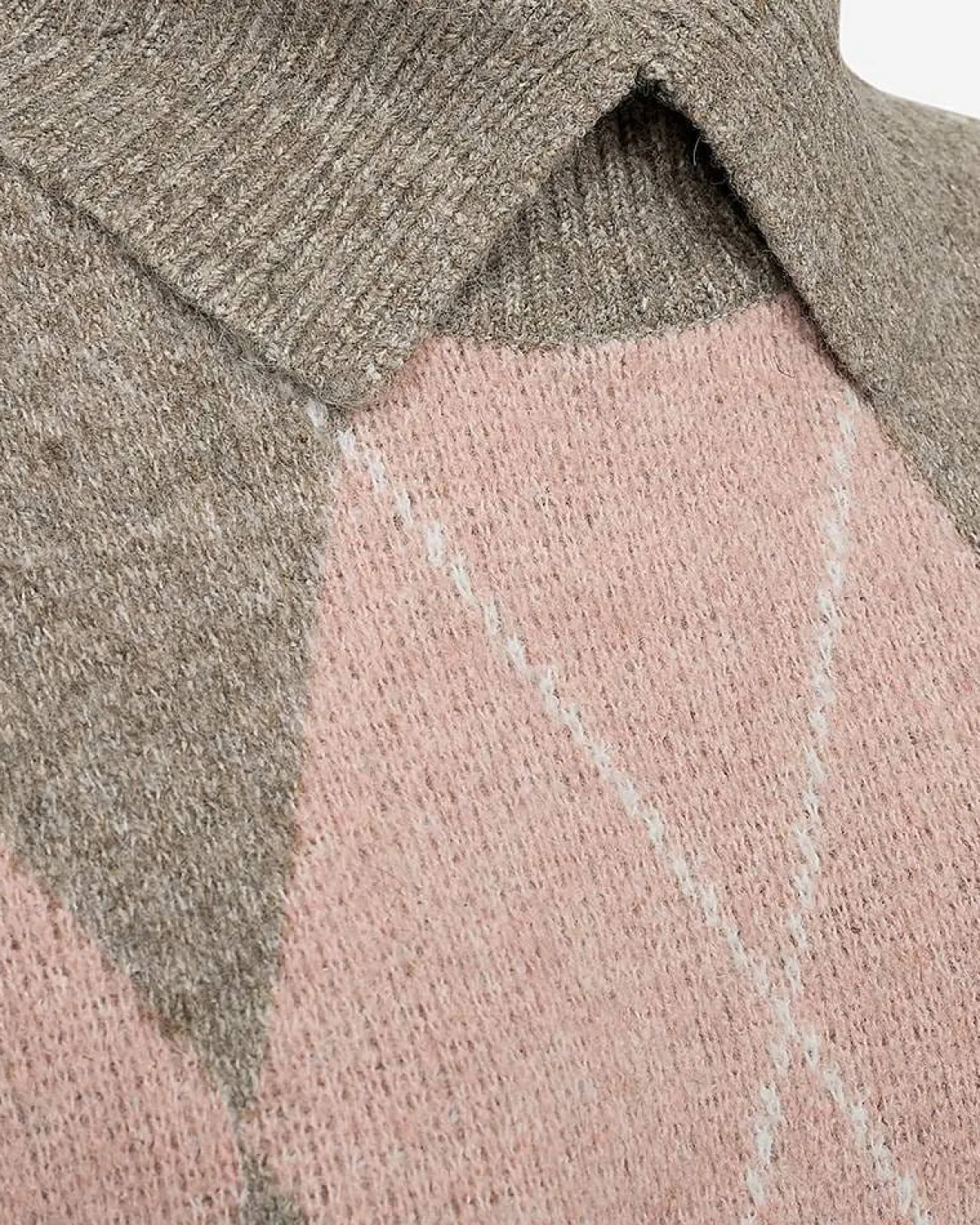 Freequent Stickad tunika med krage Beige / Rosa / Mönstrad Online