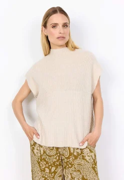 Soyaconcept Stickad väst med halvpolo Online