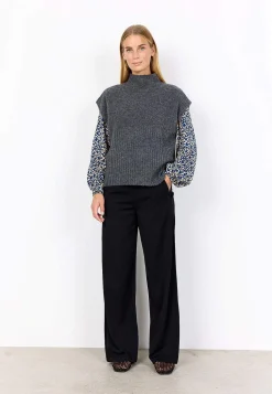 Soyaconcept Stickad väst med halvpolo Outlet