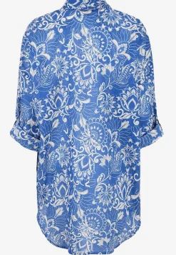 Cellbes of Sweden Strandskjorta med uppvikbara ärmar Blå / Mönstrad Clearance