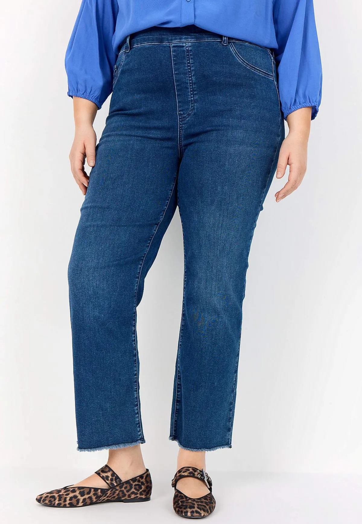 Wasabiconcept Stretchiga jeans med hög resårmidja Mellanblå / Denim New