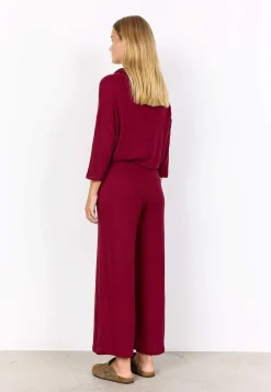 Soyaconcept Supermjuk, bekväm trikåbyxa Vinröd Sale