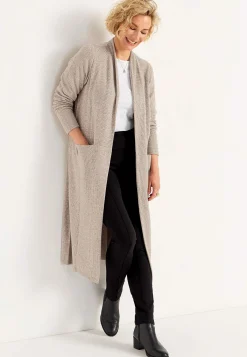 Cellbes of Sweden Supermjuk, lång cardigan med fickor Beata Beige / Melerad Outlet