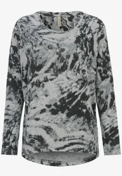 Soyaconcept Supermjuk, mönstrad trikåtopp Gråmelange / Mönstrad Sale