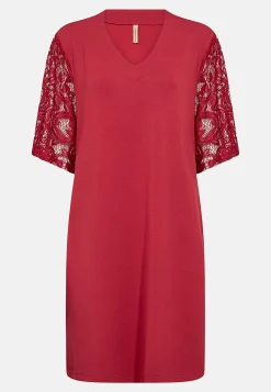 Soyaconcept Supermjuk trikåklänning med spetsärm Clearance