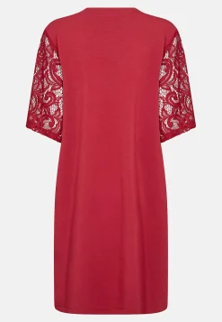 Soyaconcept Supermjuk trikåklänning med spetsärm Röd Hot