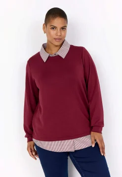 Wasabiconcept Supermjuk trikåtopp med fastsydd skjortkrage Svart / Randig Hot