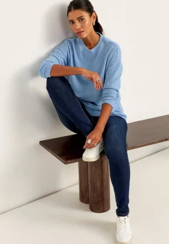 Cellbes of Sweden Supermjuk tröja med dekorativ mittsöm Beata Blåmelange