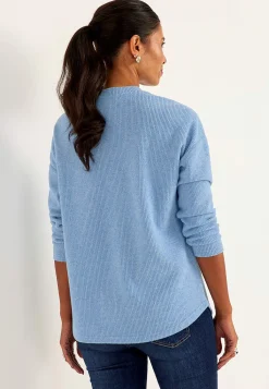 Cellbes of Sweden Supermjuk tröja med dekorativ mittsöm Beata Blåmelange