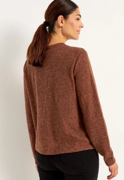 Cellbes of Sweden Supermjuk tröja med knappar Rost / Melerad New