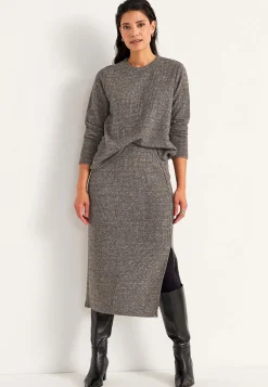 Cellbes of Sweden Supermjuk tröja med knappar Nougat / Melerad Outlet