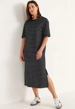 Cellbes of Sweden Trikåklänning i kraftig kvalitet Randig / Svart / Beige New