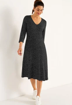 Cellbes of Sweden Trikåklänning med fickor Svart / Vit / Prickig New