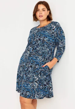 Cellbes of Sweden Trikåklänning med fickor Blå / Paisley Online