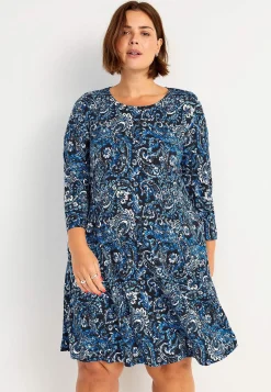 Cellbes of Sweden Trikåklänning med fickor Blå / Paisley Online