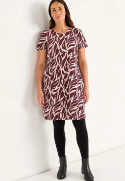 Cellbes of Sweden Trikåklänning med fickor Vinröd / Mönstrad New