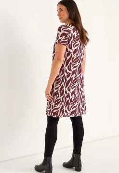 Cellbes of Sweden Trikåklänning med fickor Vinröd / Mönstrad New