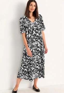 Cellbes of Sweden Trikåklänning med puffärmar Svart / Vit Best