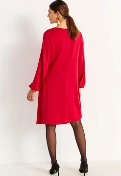 Cellbes of Sweden Trikåklänning med rynkdetalj Röd Best