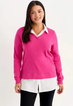 Cellbes of Sweden Trikåtopp med fastsydd skjortkrage Cerise Hot