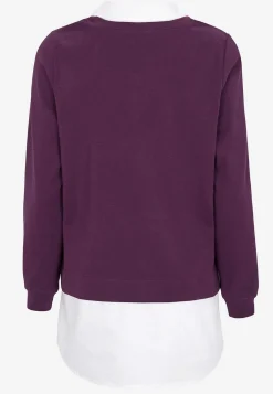 Cellbes of Sweden Trikåtopp med fastsydd skjortkrage Plommon Outlet