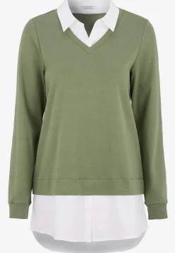 Cellbes of Sweden Trikåtopp med fastsydd skjortkrage Khakigrön Best