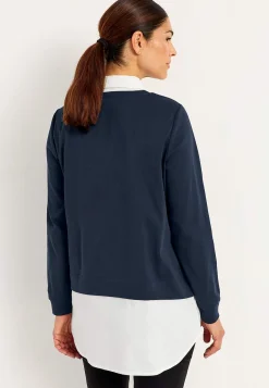 Cellbes of Sweden Trikåtopp med fastsydd skjortkrage Marin Sale