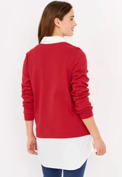 Cellbes of Sweden Trikåtopp med fastsydd skjortkrage Röd Sale