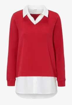 Cellbes of Sweden Trikåtopp med fastsydd skjortkrage Röd Sale