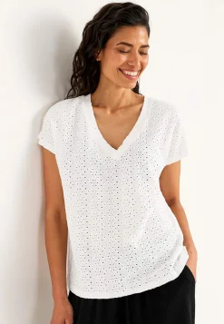 Cellbes of Sweden Trikåtopp med hålbroderi Vit New