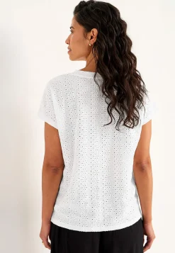 Cellbes of Sweden Trikåtopp med hålbroderi Vit New