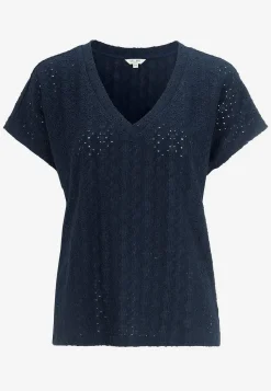 Cellbes of Sweden Trikåtopp med hålbroderi Marin Clearance